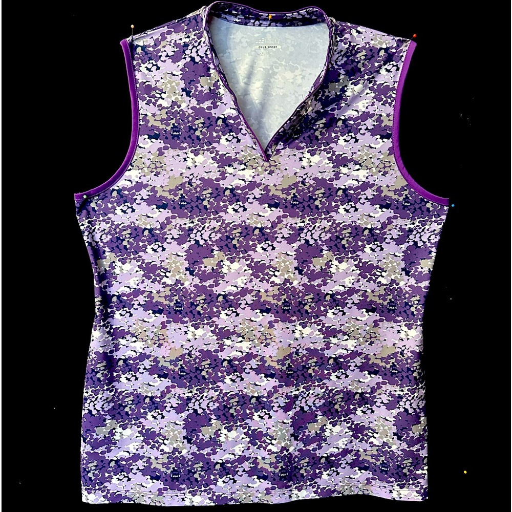 BCG XL Women’s Sleeveless Golf  Shirt, Purple Camouflage
